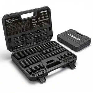 92PCS 3/8 Inch Drive Impact Socket Wrench Set, SAE & Metric Deep & Shallow Socket Kit with Extension Bars Adapters Bits, Cr-V Steel Auto Repair Hand Tools with Hard Storage Case stuff car ratchet handle automotive tool kit